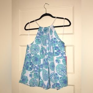 Lilly Pulitzer For Target Sea Life Blue/Aqua/White Tank Top Blouse, Size S